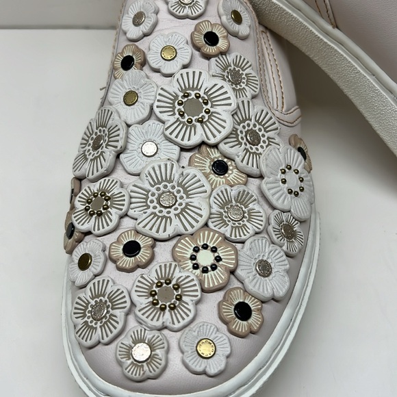 Coach Chalk Tea Rose Floral Slip On Sneakers 8.5 - Picture 2 of 16